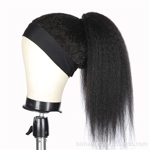 Headband Wig Long Yaki Straight Hair 180% Density Wave Wig No Glue Heat Resistant 100% Human Hair Suitable for Ladies Wholesaler